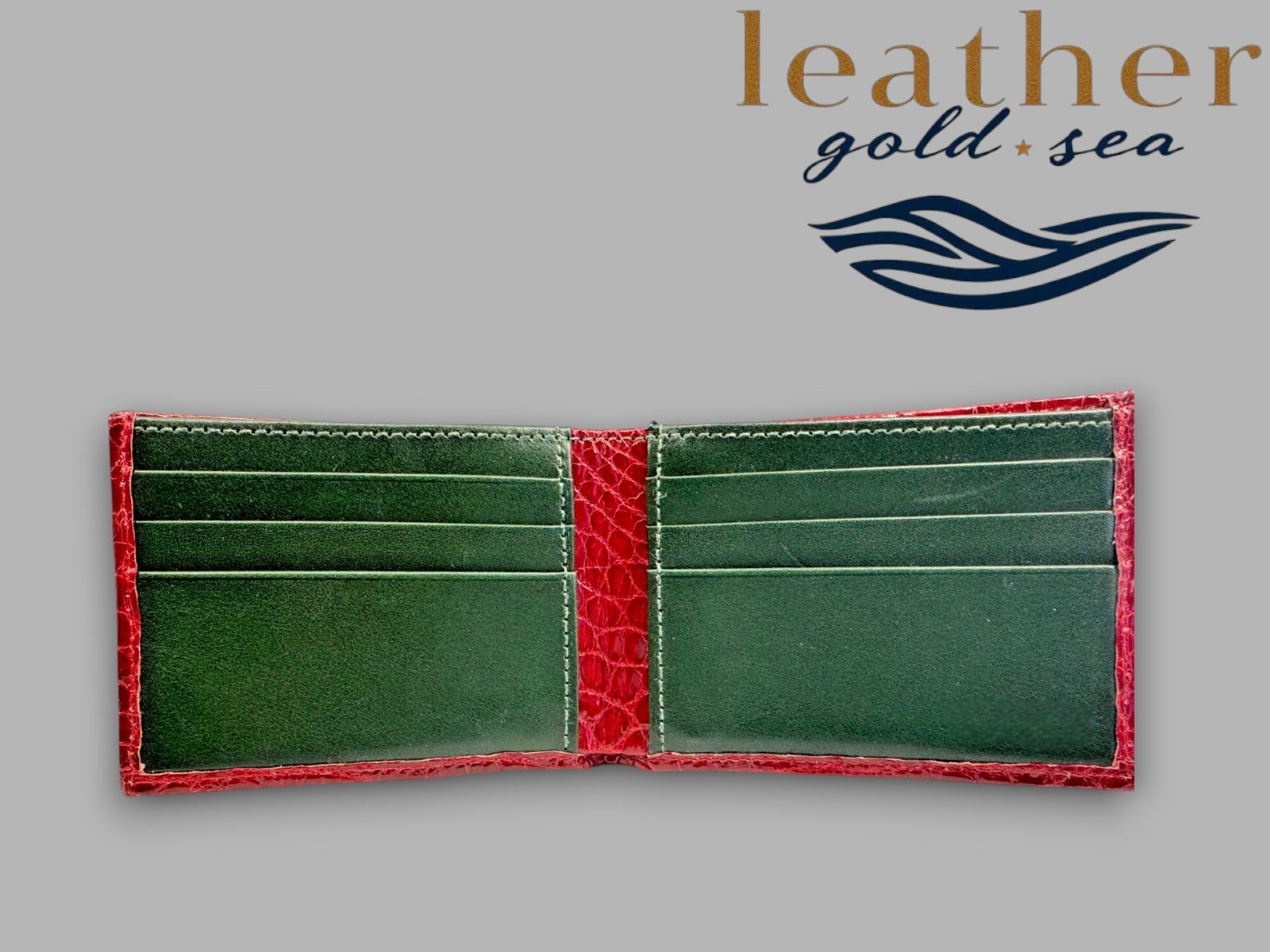 Leather Wallet – Green & Brown | Italian Leather Wallet | Alligator Design - Overture Gifts