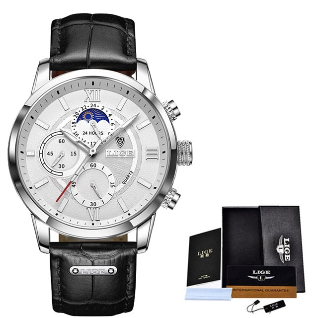 LIGE Men's Watches Top Brand Luxury Men Wrist Watch Leather Quartz Watch Sports Waterproof Male Clock Relogio Masculino+Box - Overture Gifts