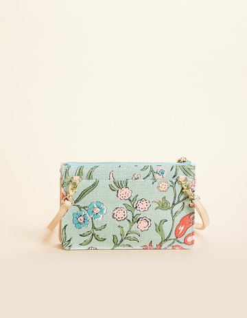 Lindsey Phone Crossbody Handbag Hamilton Seafoam Floral Block