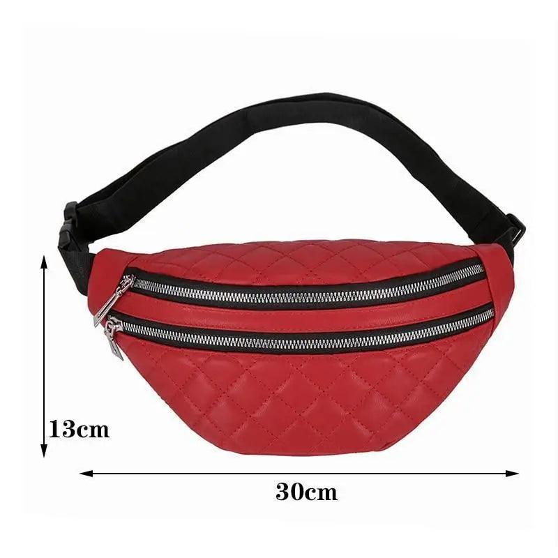 Luxury Black PU Leather Fashion Women Waist Bag Waterproof Fanny Pack Beautiful Design Fanny Pack Cool Travel Waist Bag - Overture Gifts