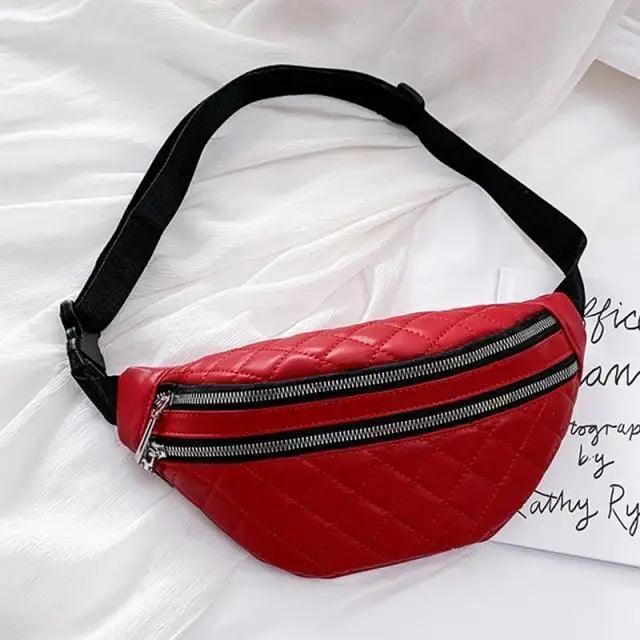 Luxury Black PU Leather Fashion Women Waist Bag Waterproof Fanny Pack Beautiful Design Fanny Pack Cool Travel Waist Bag - Overture Gifts