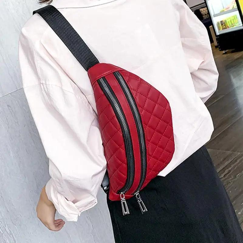 Luxury Black PU Leather Fashion Women Waist Bag Waterproof Fanny Pack Beautiful Design Fanny Pack Cool Travel Waist Bag - Overture Gifts