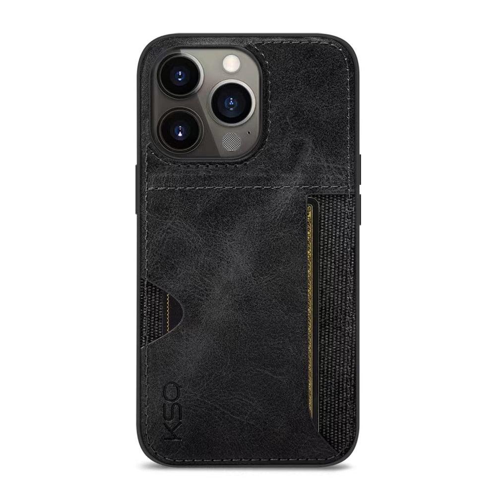 Luxury Brown Leather With Card Holder Phone Case For iPhone 11 12 Pro Max Soft Silicone Back Cover For iPhone 13 14 Pro Genuine Leather Case for iPhone - Overture Gifts