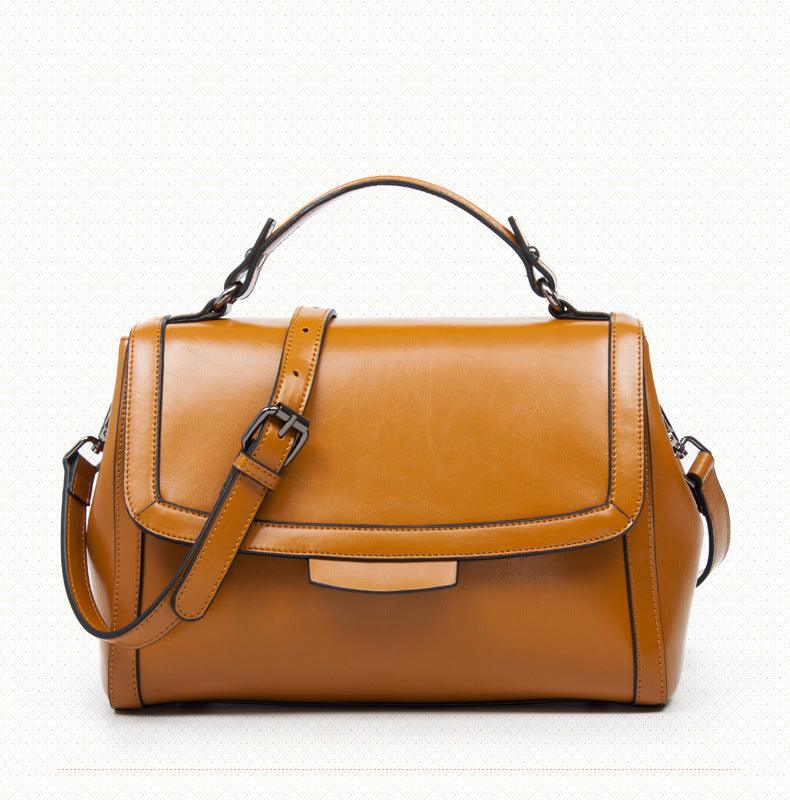 Luxury Genuine Leather Fashion Handbag for Cowgirls - Premium Black & Retro Brown - Overture Gifts