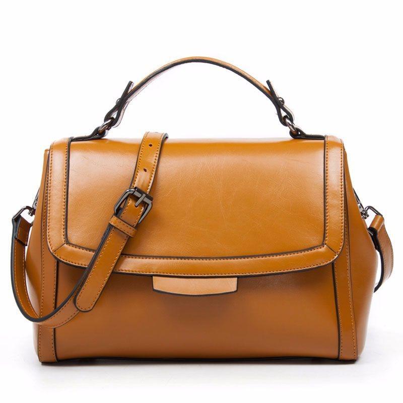 Luxury Genuine Leather Fashion Handbag for Cowgirls - Premium Black & Retro Brown - Overture Gifts