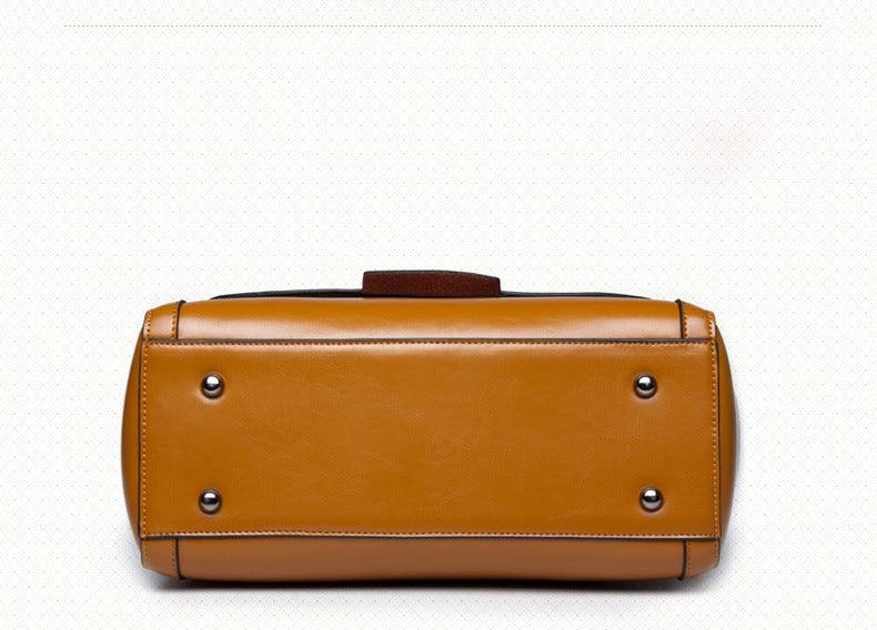 Luxury Genuine Leather Fashion Handbag for Cowgirls - Premium Black & Retro Brown - Overture Gifts