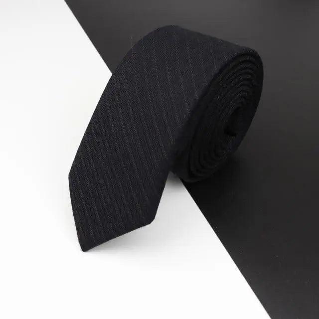 Luxury High Quality Black Grey Skinny Wool Tie For Men Business Meeting Necktie Fashionable Design Excellent Men Gift - Overture Gifts