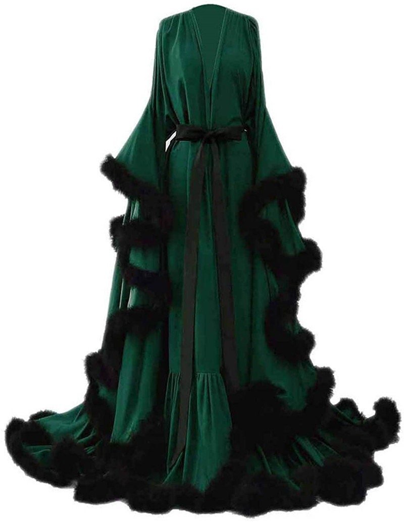 Luxury Satin Feather Bridal Robe | Victorian Style Wedding & Photoshoot Robe - Overture Gifts