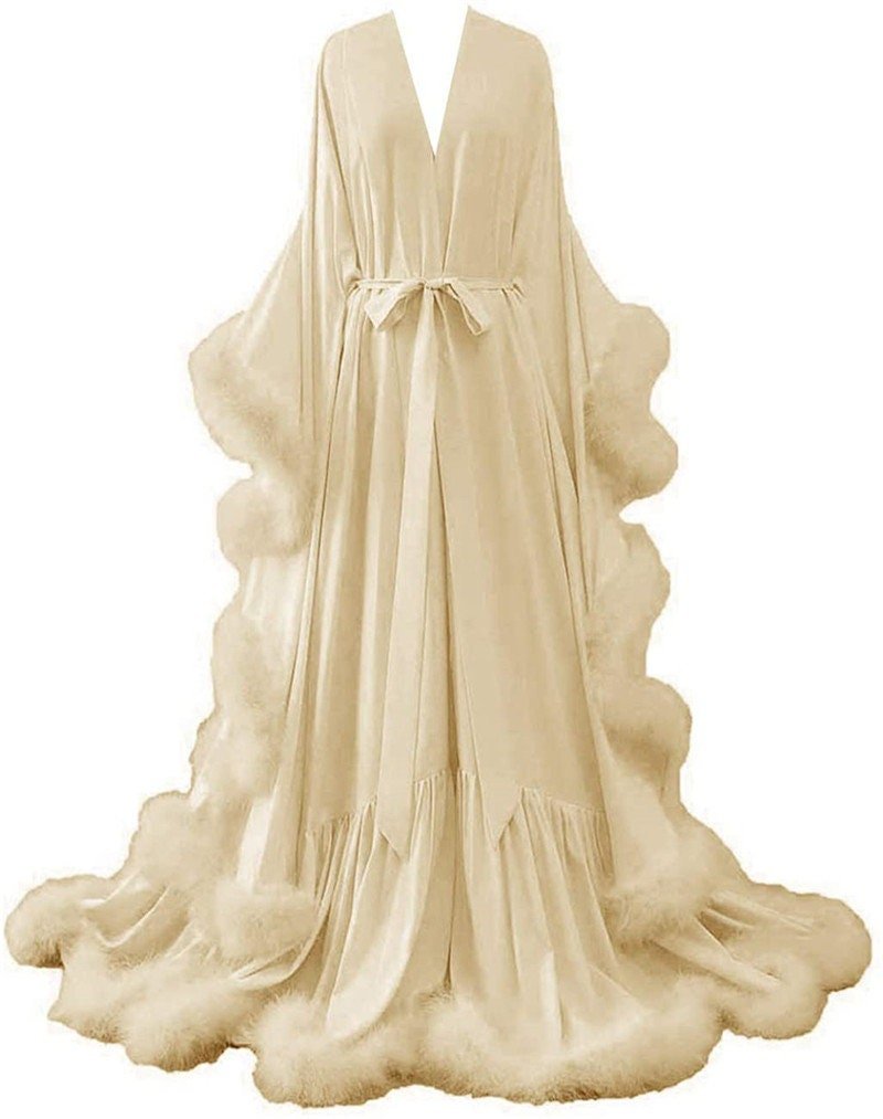 Luxury Satin Feather Bridal Robe | Victorian Style Wedding & Photoshoot Robe - Overture Gifts