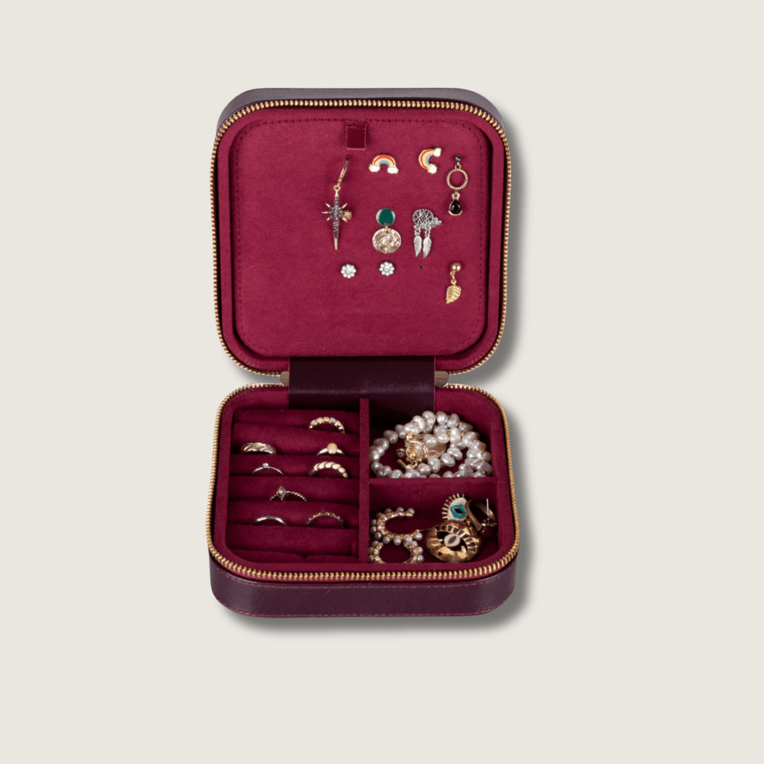 Luxury Travel Jewelry Box – Burgundy - Palermo - Overture Gifts