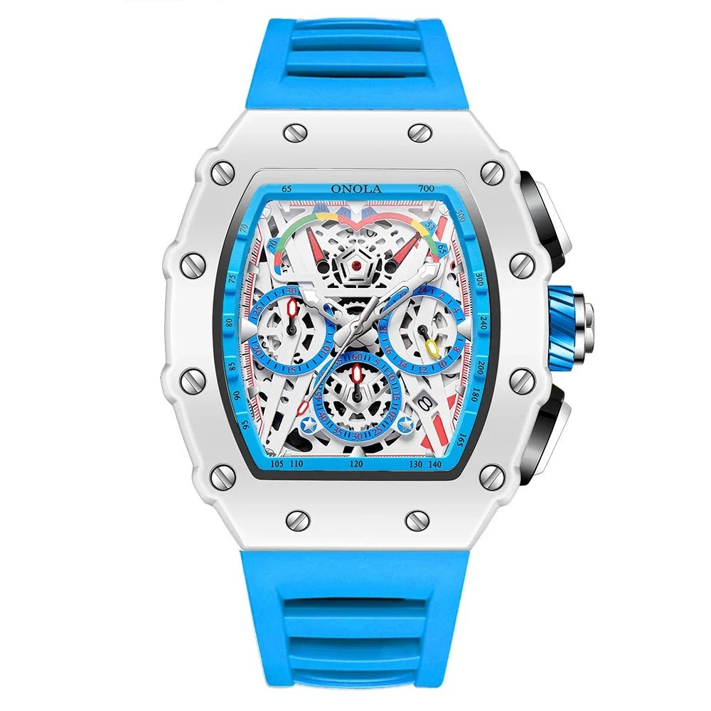 Luxury Watch Men's ONOLA Fashion Casual Multifunctional Silicone Tape Waterproof Quartz Watch White - Overture Gifts