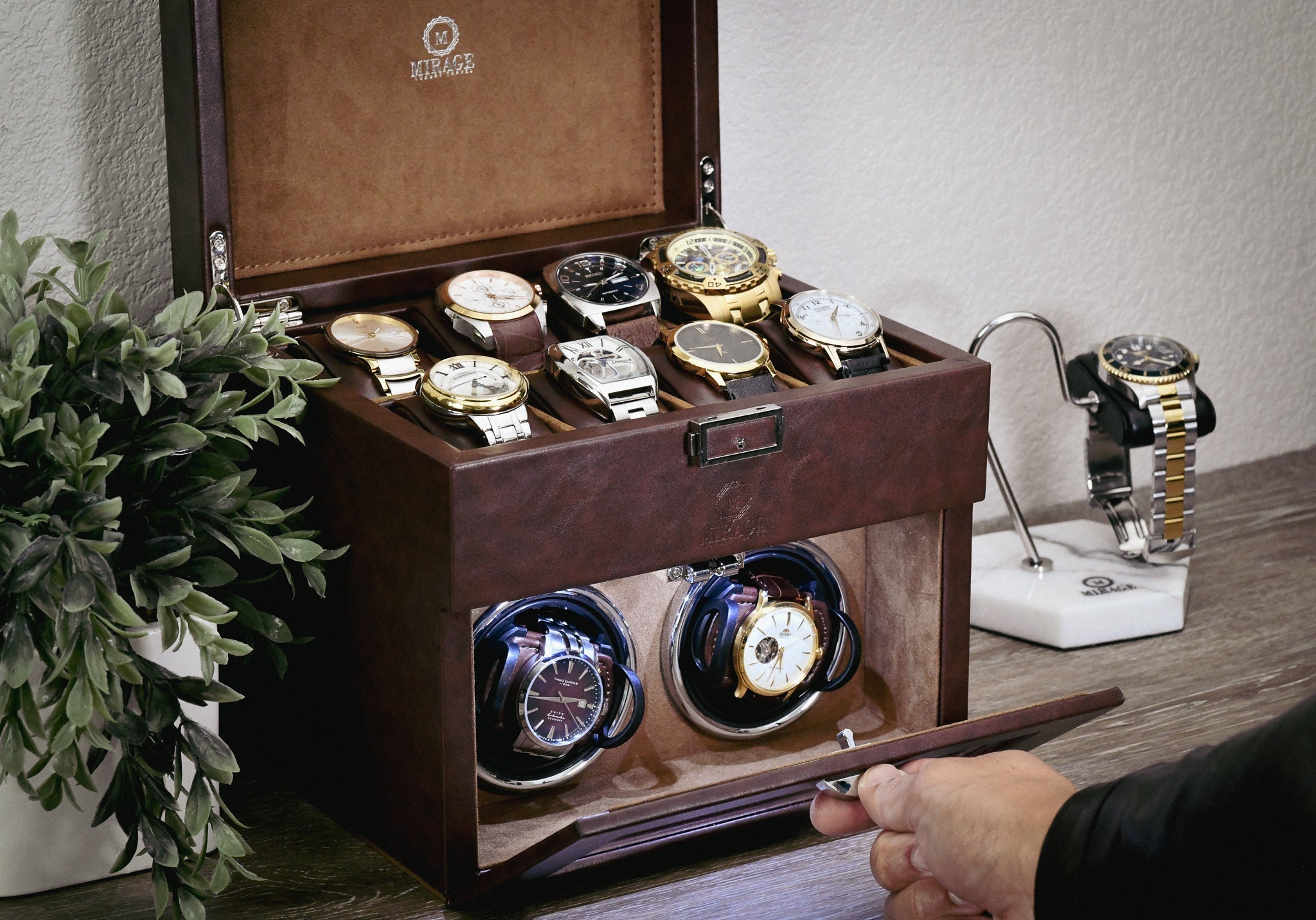 Luxury Watch Winder Box - Coffee Brown - Overture Gifts