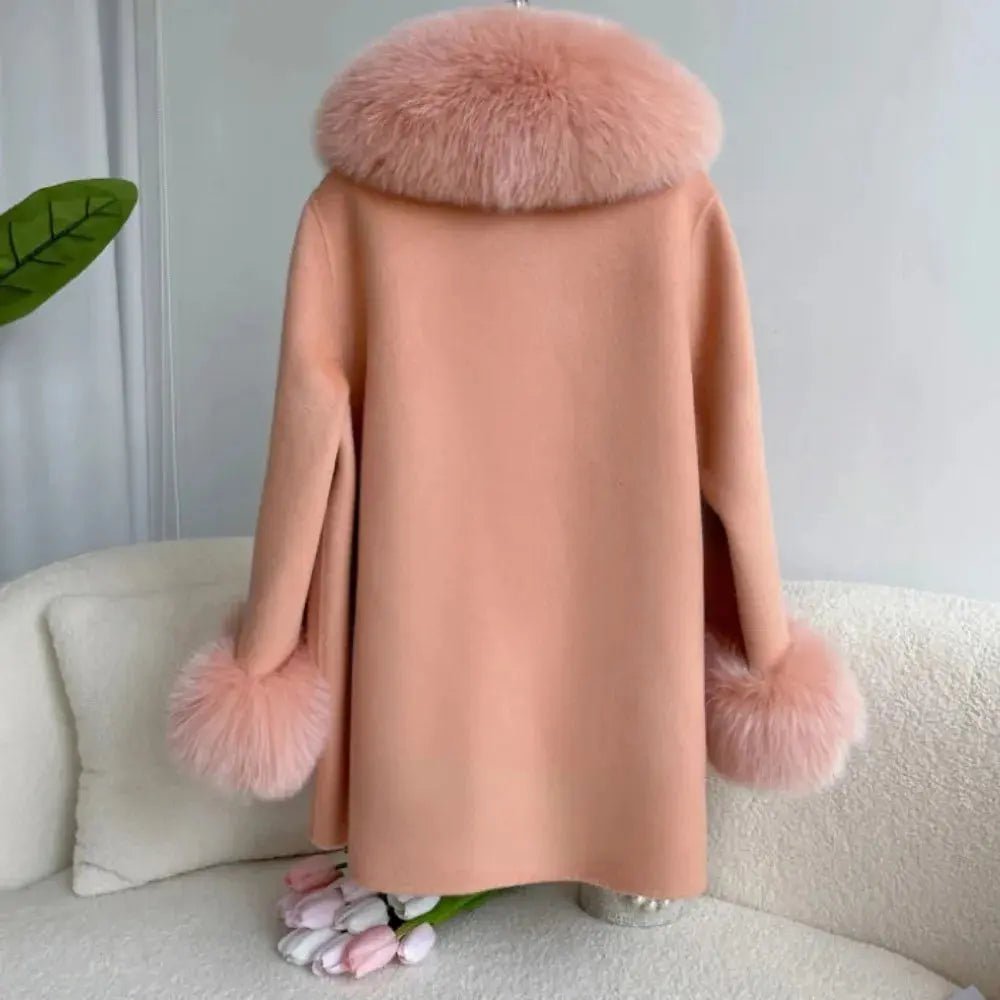 Luxury Wool Blend Cape with Detachable Fur Collar - Overture Gifts
