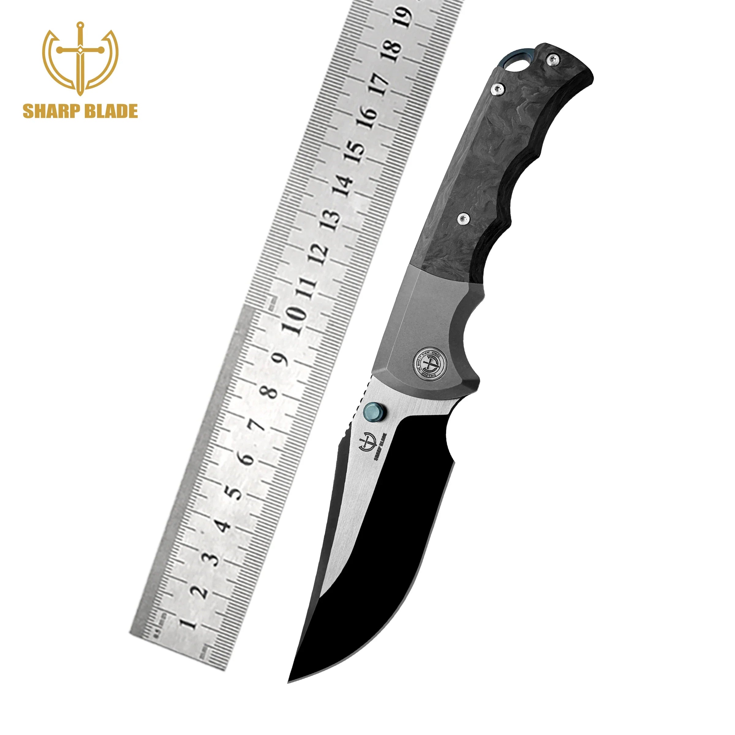 Sharp Blade - M390 Folding Knife Titanium Carbon Fiber Handle Premium Pocket Knife