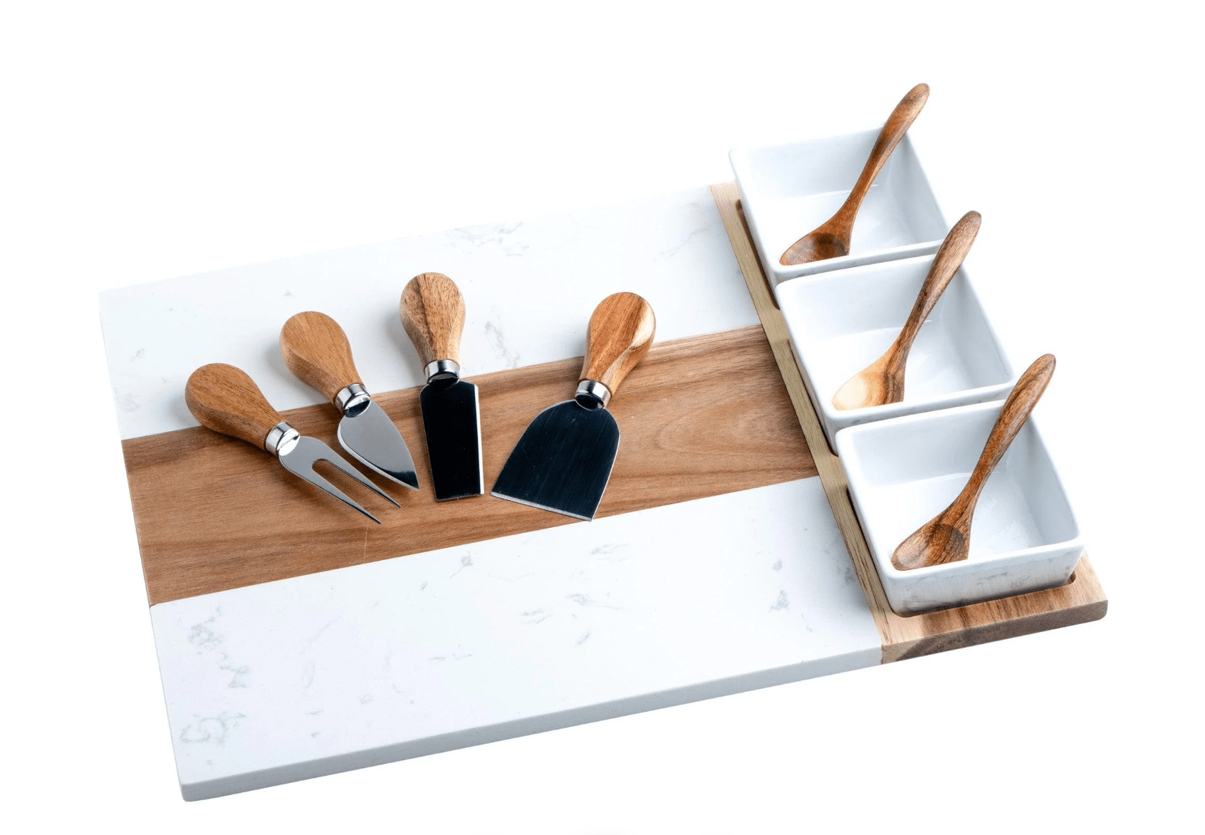 Marble Charcuterie Board Set – Luxurious Marble & Acacia Wood - Overture Gifts