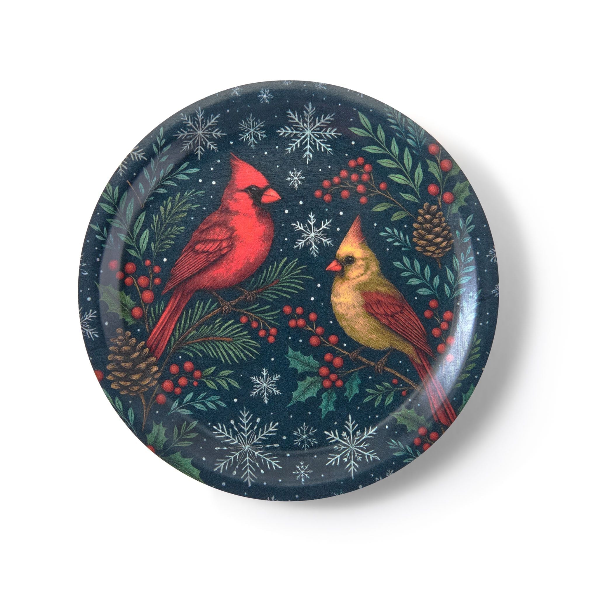 Cardinal Couple Birchwood Mini Trays Set of 2