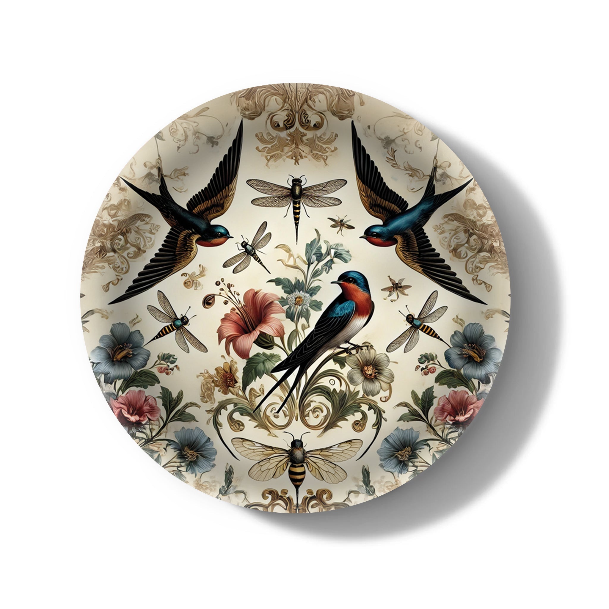 Birds and Bees Birchwood Tray - Mini Round - Set of 2