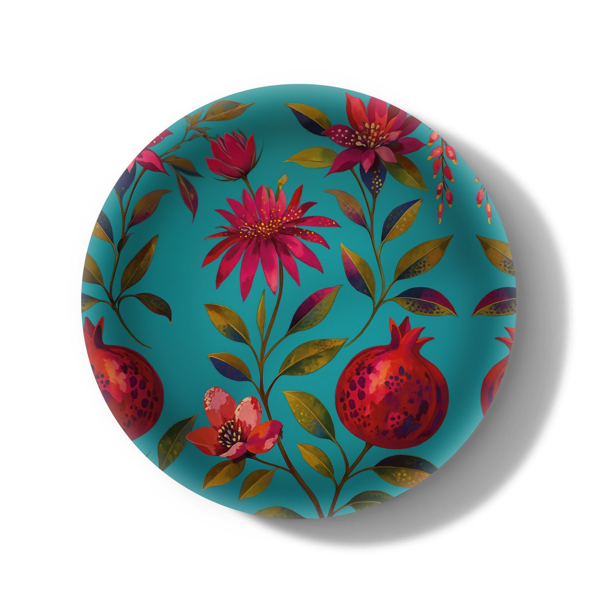 Crimson Garden Decorative Birchwood Tray - Mini Round - Set of 2