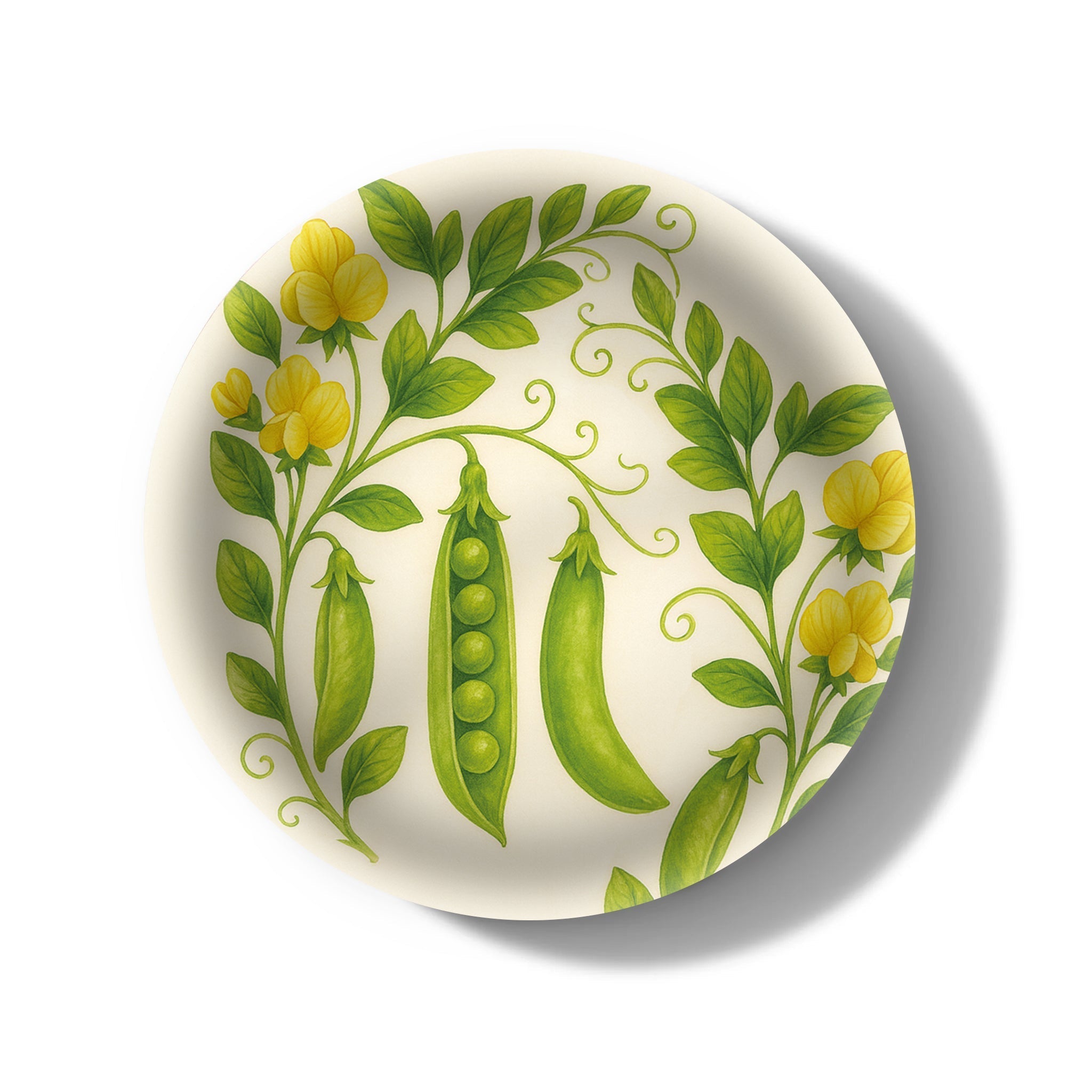 Pea Blossoms Decorative Birchwood Tray - Mini Round - Set of 2