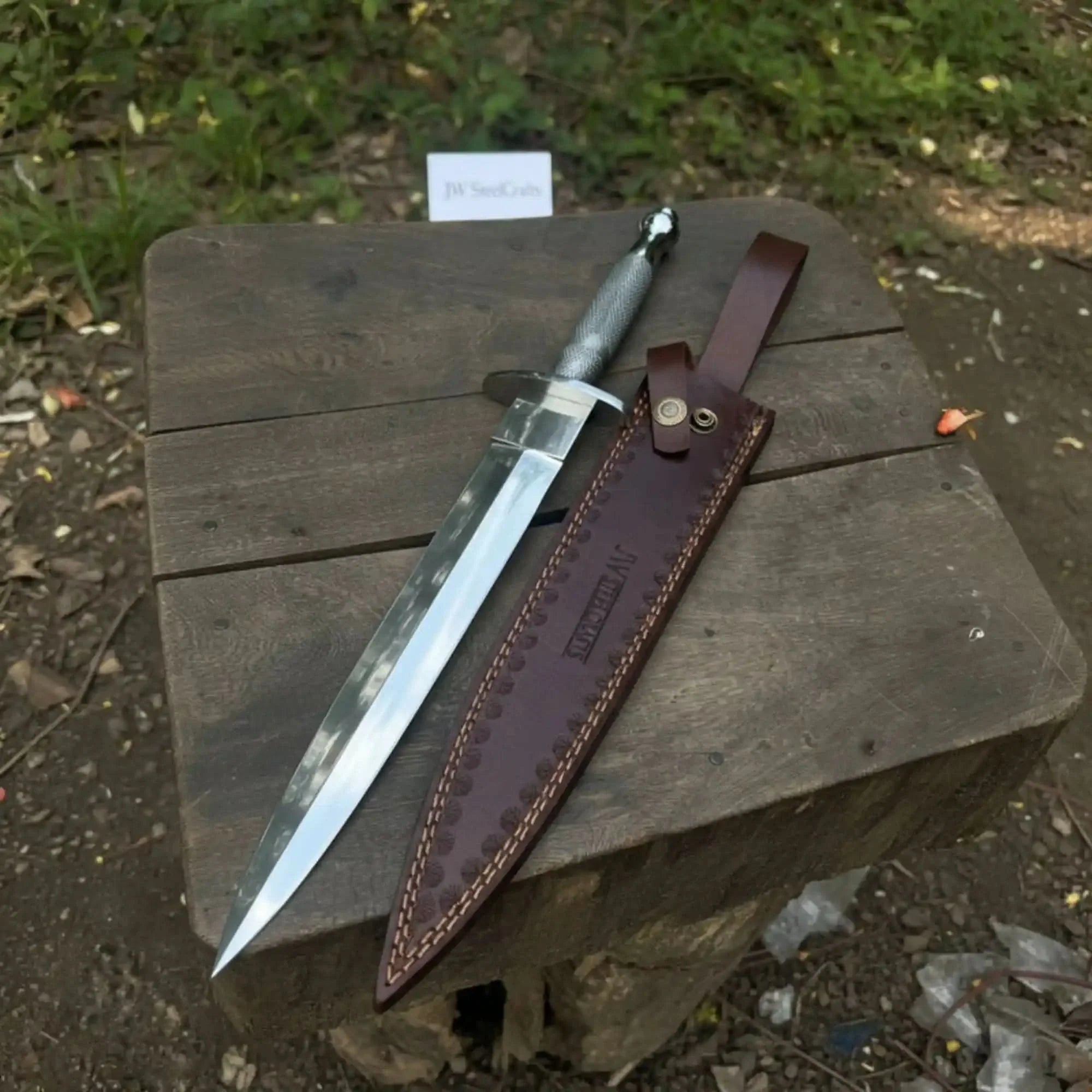 Silver Wire Medieval Quillon Dagger  Mirror Polish Handmade Steel Blade