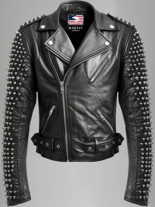 Men’s Black Studded Biker Stylish Leather Jacket - Biker Leather Jacket