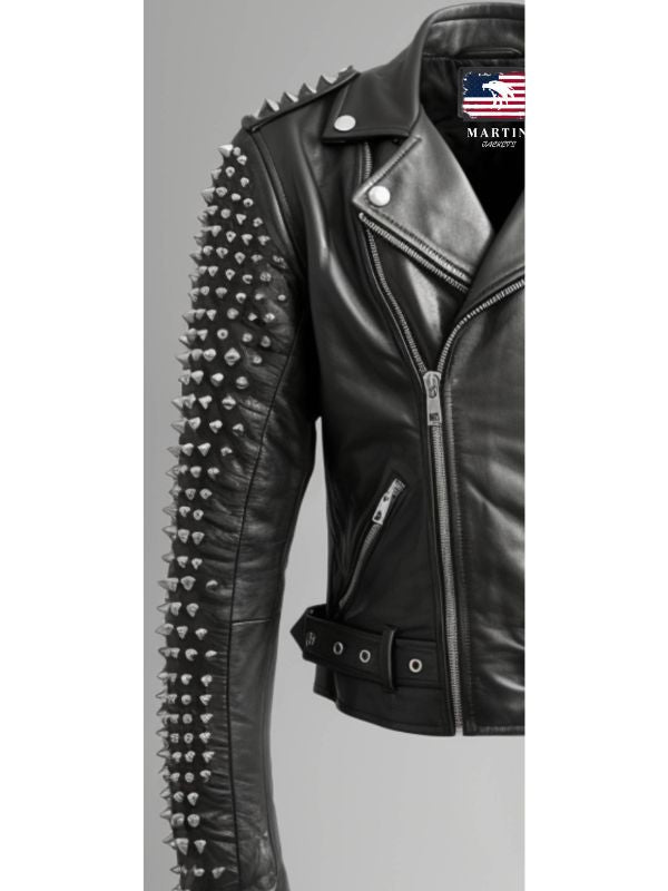 Men’s Black Studded Biker Stylish Leather Jacket - Biker Leather Jacket