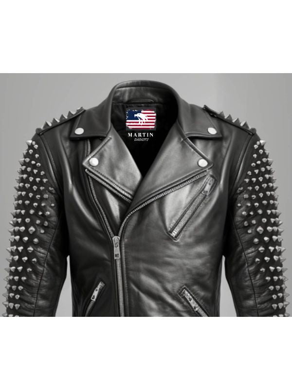 Men’s Black Studded Biker Stylish Leather Jacket - Biker Leather Jacket