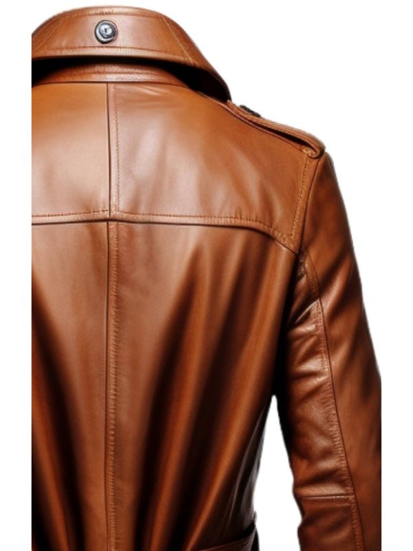 Men’s Vintage Tan Brown Leather Coat – Leather Long Coat