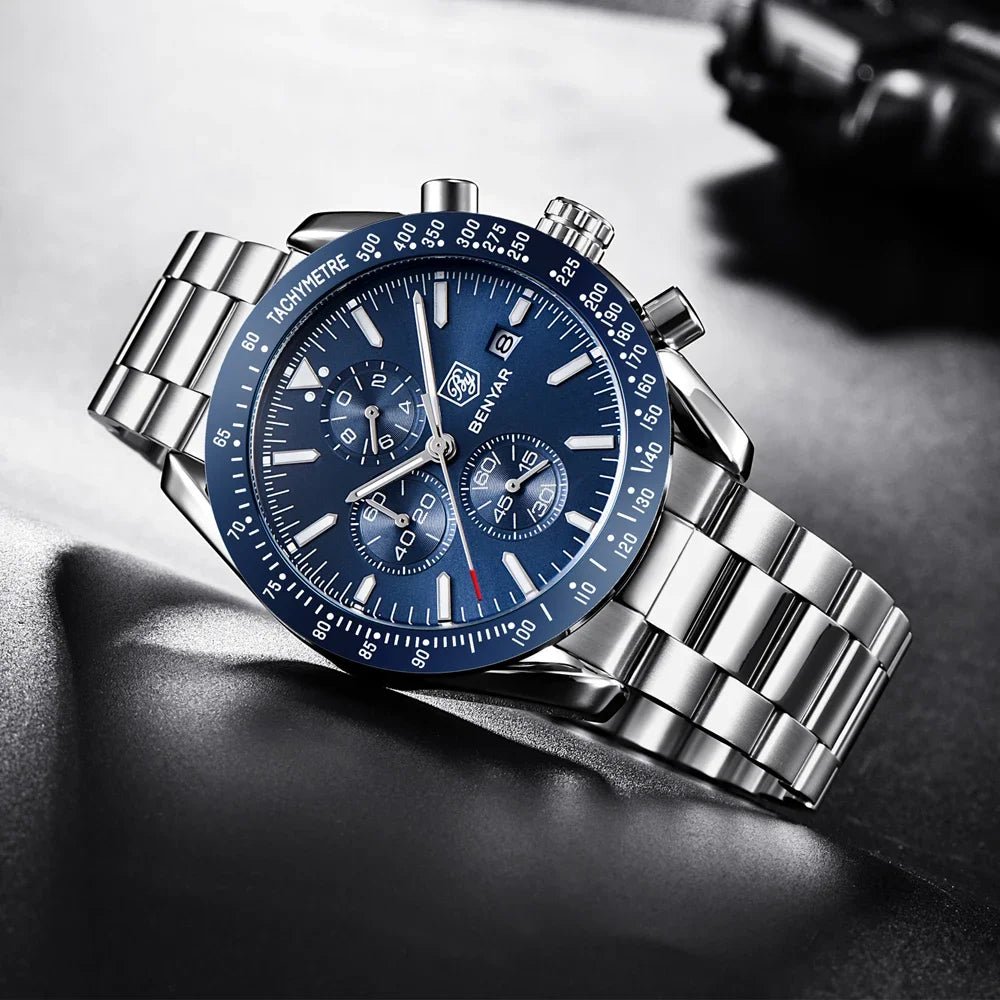 Men Watch BENYAR Top Brand Luxury Full Steel Business Quartz Watch Men Casual Waterproof Sports Watches Clock Relogio Masculino - Overture Gifts
