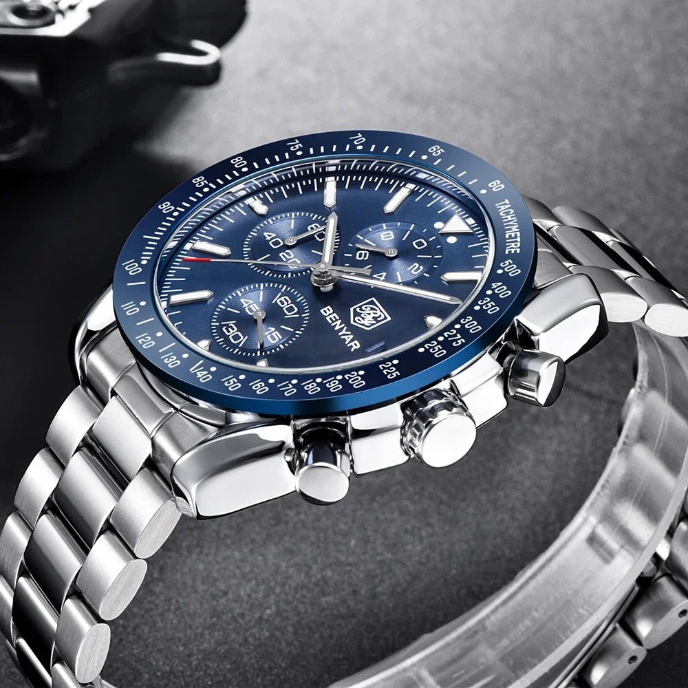 Men Watch BENYAR Top Brand Luxury Full Steel Business Quartz Watch Men Casual Waterproof Sports Watches Clock Relogio Masculino - Overture Gifts