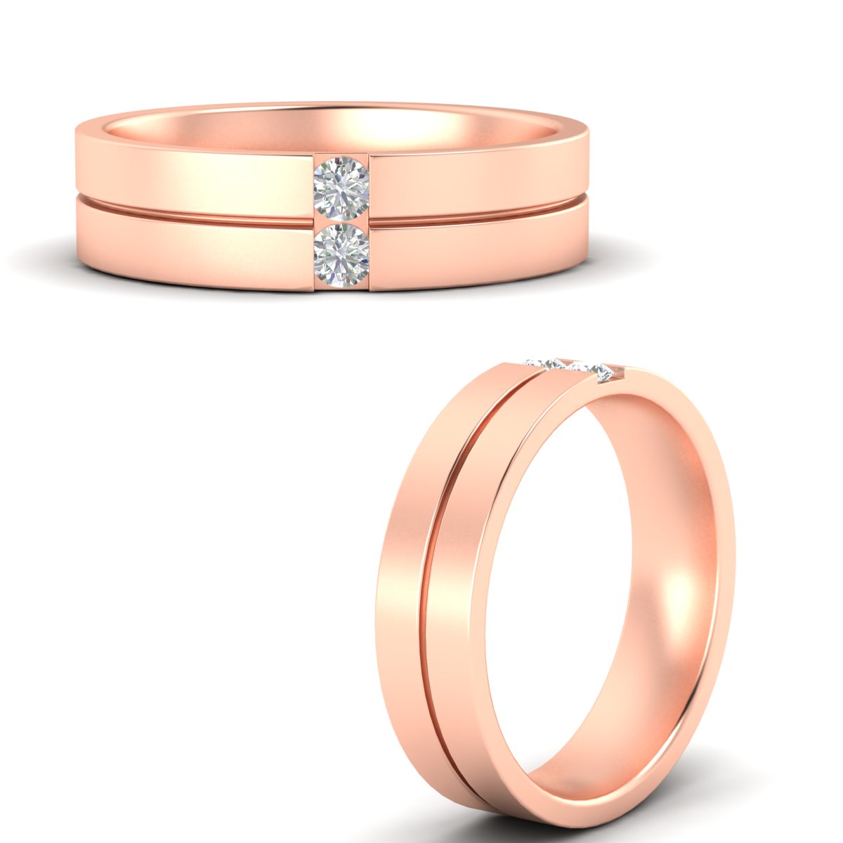 Mens 2 Stone Band