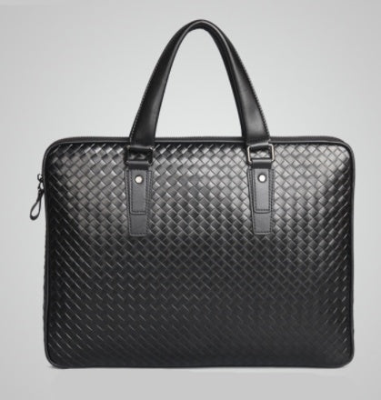 Men's Bag Leather Large Briefcase Hand Woven Luxury Handbags Business Tote Bags For Men High Quality Laptop Handbags - Overture Gifts