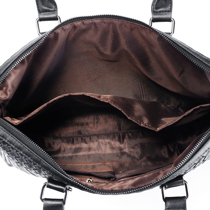 Men's Bag Leather Large Briefcase Hand Woven Luxury Handbags Business Tote Bags For Men High Quality Laptop Handbags - Overture Gifts