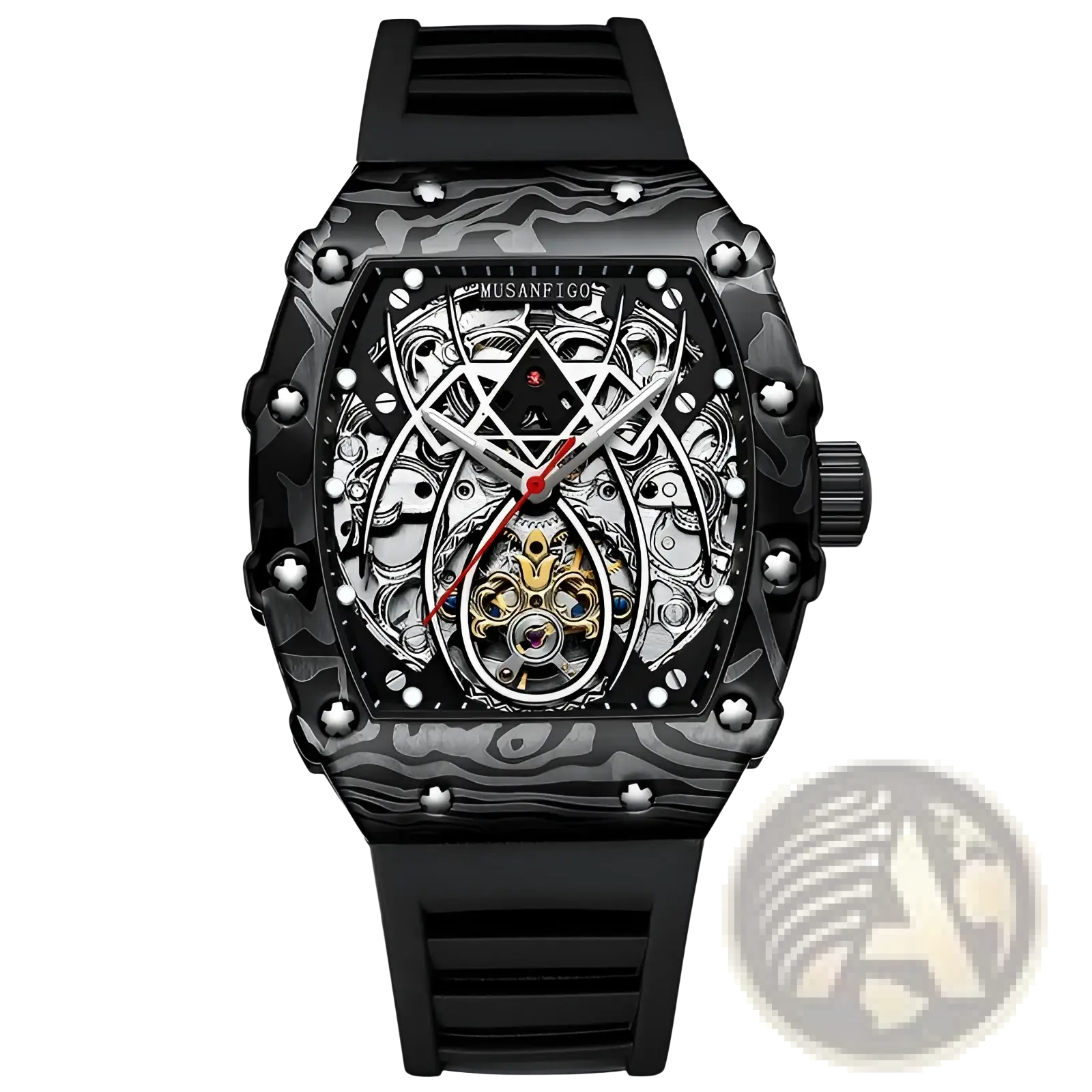 Men's Barrel Skeleton Automatic Mechanical Sport Watch