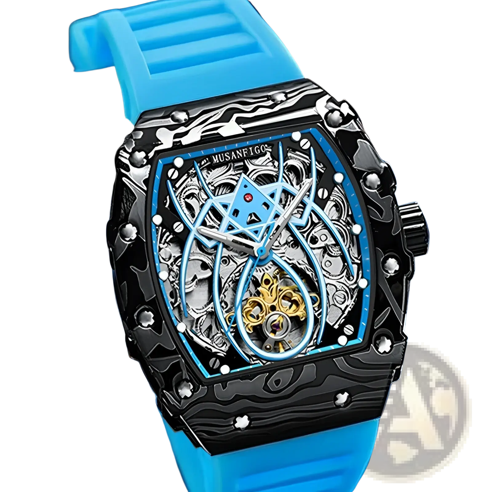 Men's Barrel Skeleton Automatic Mechanical Sport Watch