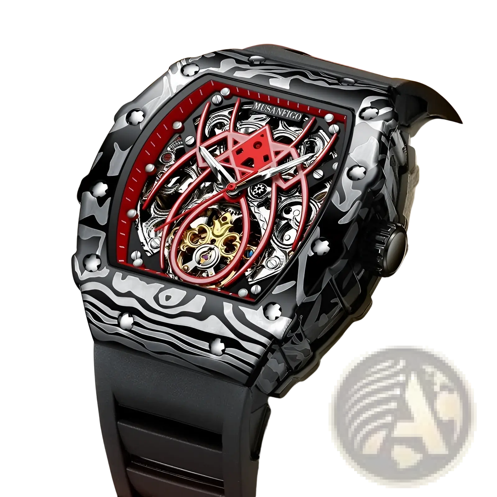 Men's Barrel Skeleton Automatic Mechanical Sport Watch