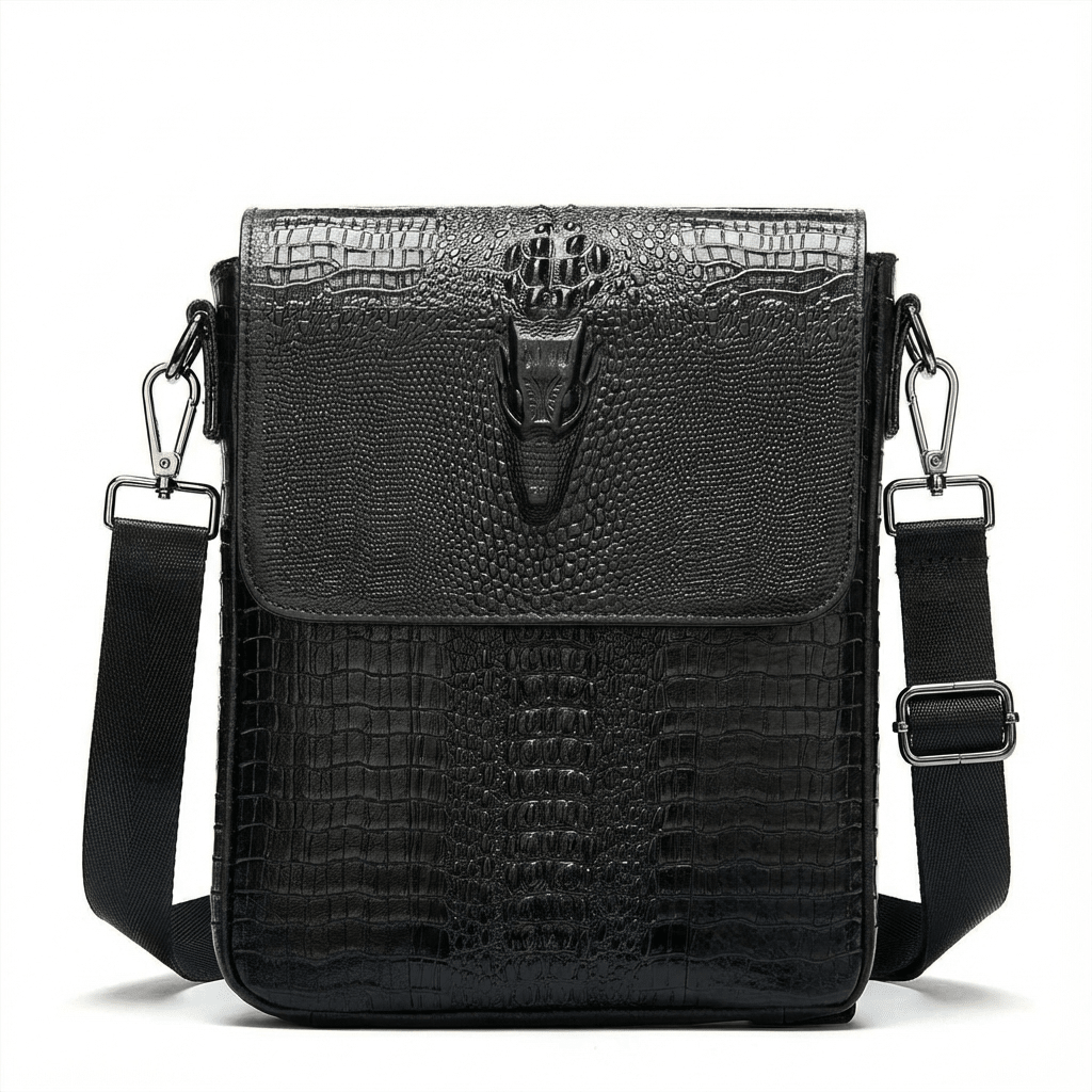 Men's Croc-Embossed Leather Sling Bag – Structured Office Carry - Overture Gifts