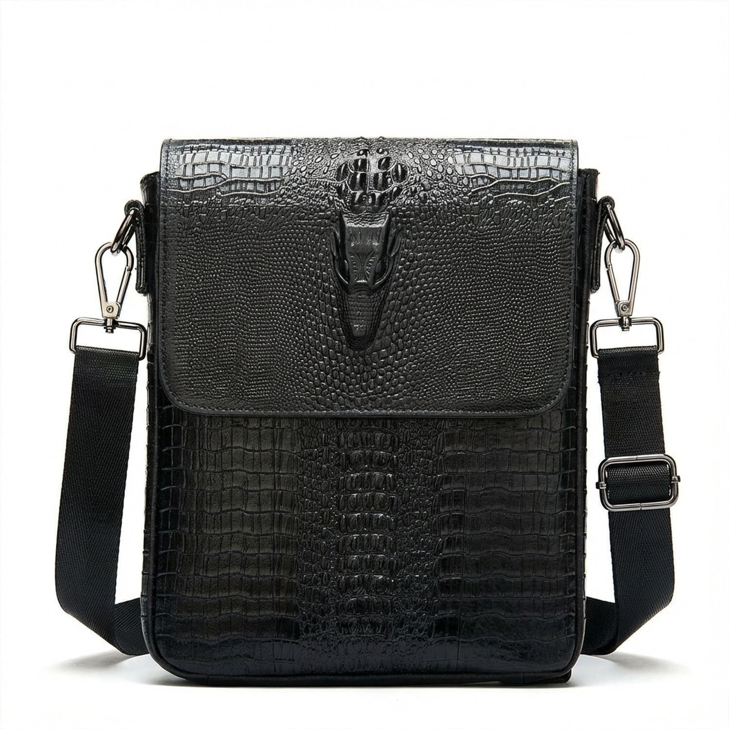 Men's Croc-Embossed Leather Sling Bag – Structured Office Carry - Overture Gifts