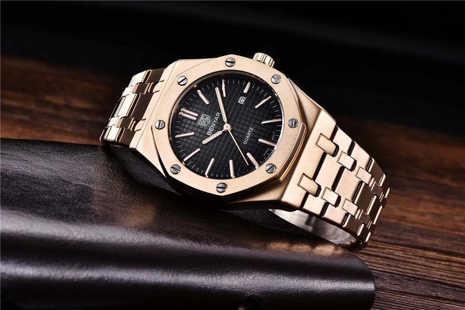 Men's Fashion Watch Luxury Men Stainless Steel Band Quartz Watch Analog Waterproof Sports Military Watches - Overture Gifts