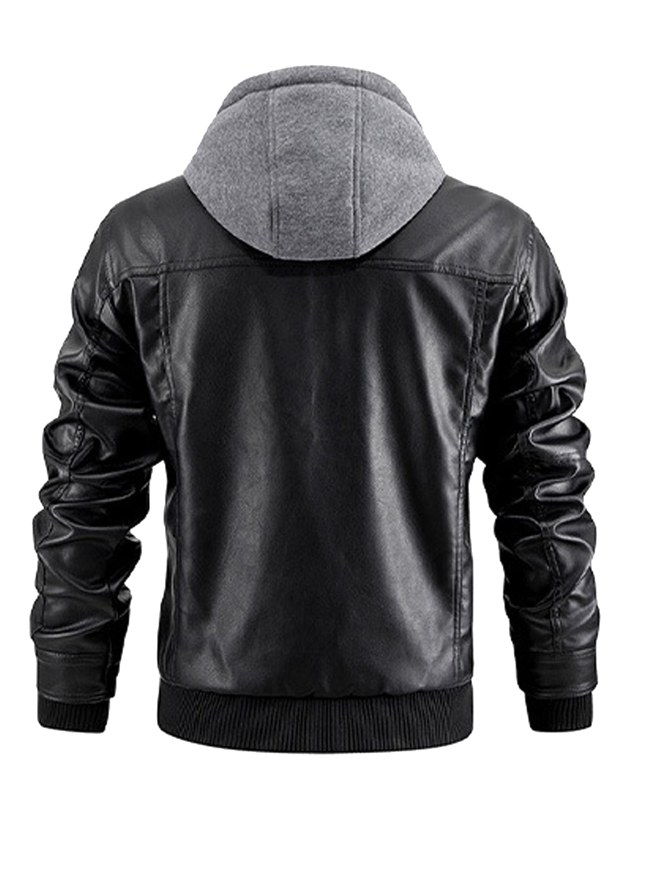 Men's Faux Leather Jacket Motorcycle Jacket Waterproof Windproof PU Moto Vintage Bomber Hoodie With Removable Hood - Overture Gifts