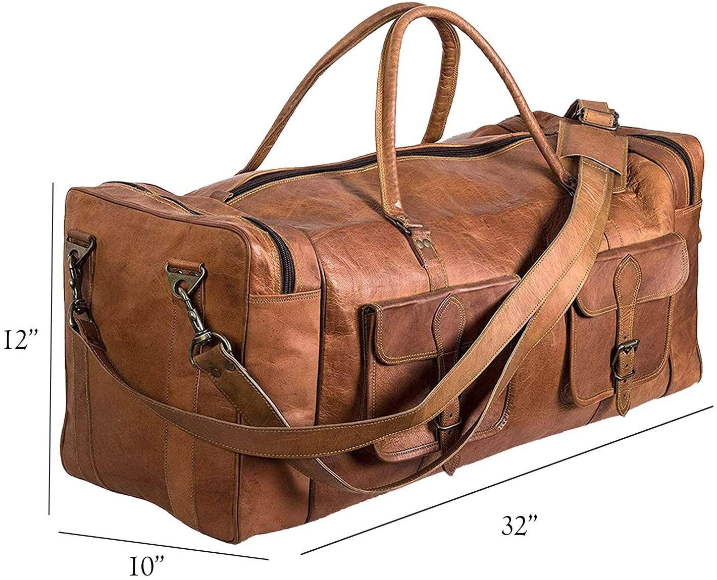 Men's Full-Grain Leather Duffel Bag – Structured Travel Carry - Overture Gifts