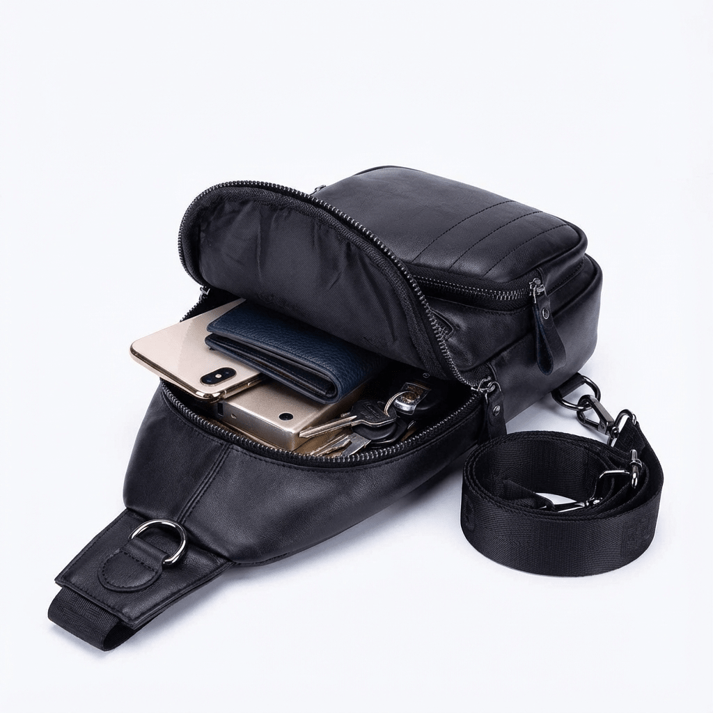Men's Genuine Leather Sling Bag – Refined Daily Carry - Overture Gifts