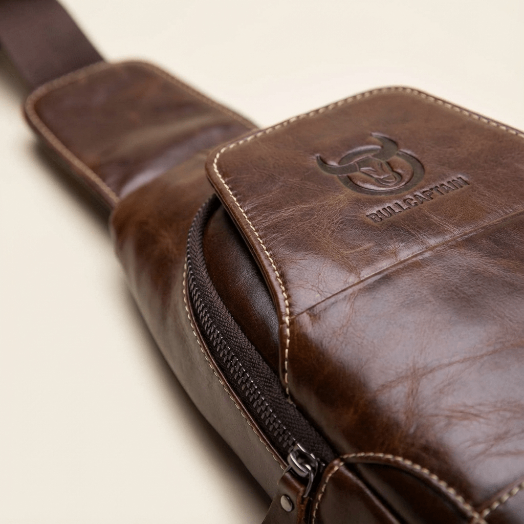 Men's Genuine Leather Sling Bag – Structured Office Carry - Overture Gifts