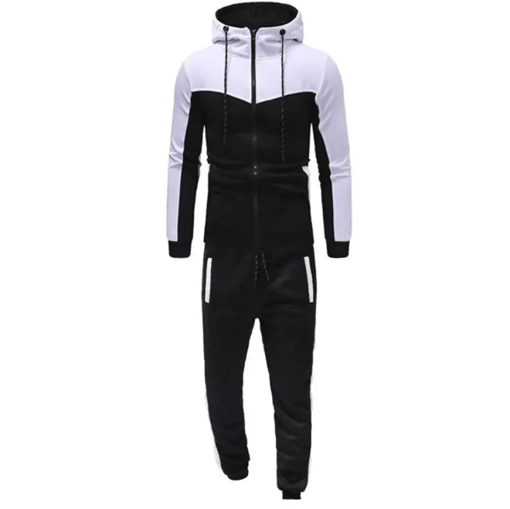 Men's Color Block Hooded Tracksuit and Jogger Set