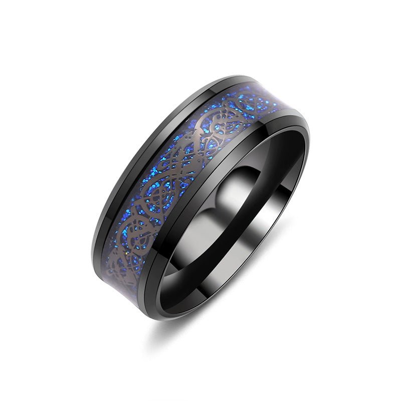 Men's Inlaid Dragon Pattern Titanium Steel Stainless Rings - Overture Gifts