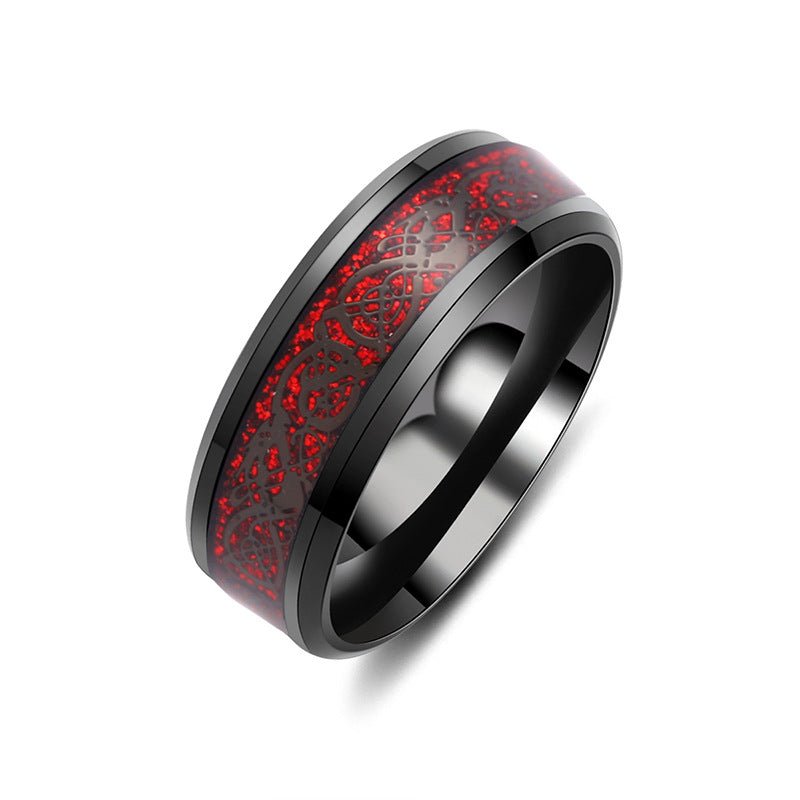 Men's Inlaid Dragon Pattern Titanium Steel Stainless Rings - Overture Gifts
