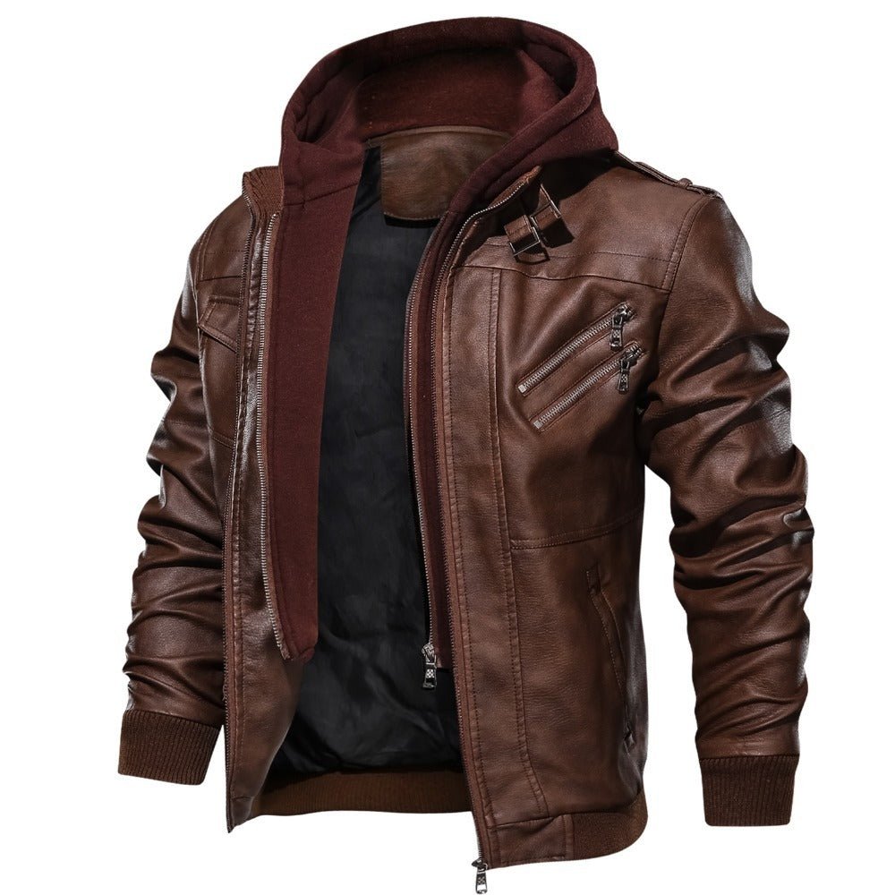 Men'S Jacket Coat Leather Pu Removable C Ap - Overture Gifts