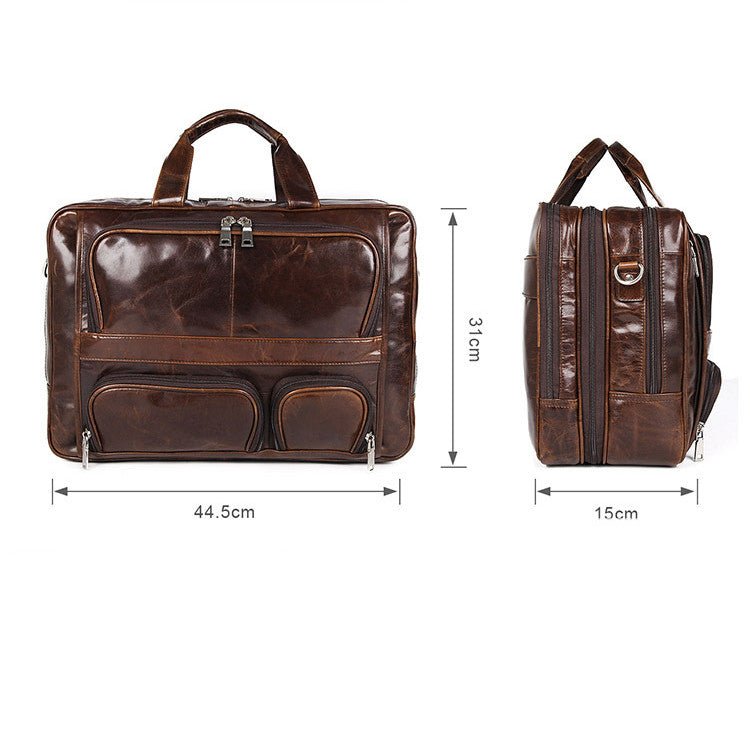 Men's Large Capacity Leather Handbag Computer Briefcase - Overture Gifts