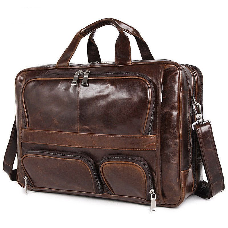 Men's Large Capacity Leather Handbag Computer Briefcase - Overture Gifts