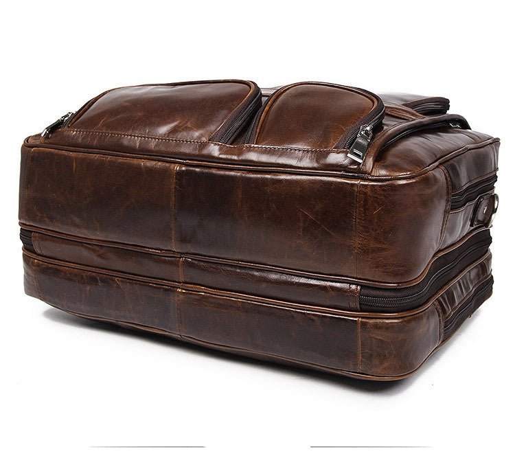 Men's Large Capacity Leather Handbag Computer Briefcase - Overture Gifts